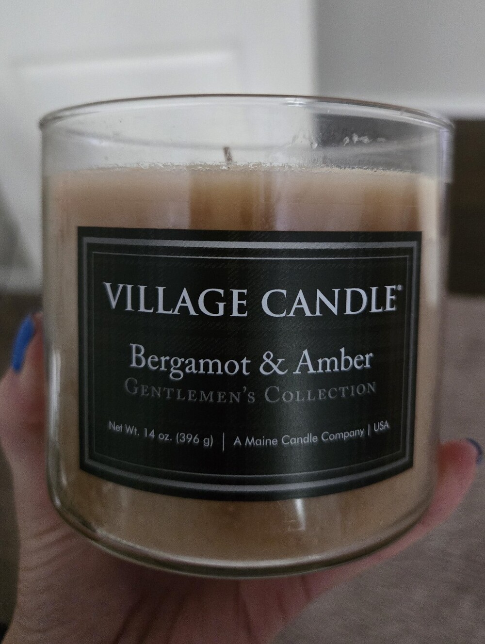 VILLAGE CANDLE 3 Wick Bergamot & Amber Scented Candle